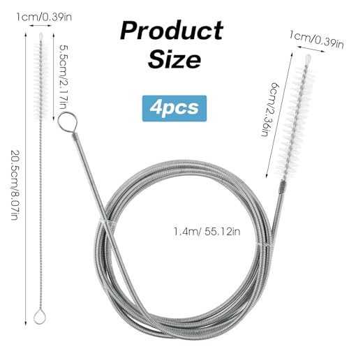 2er Set Flexible Abflussbürste Set 140cm Abflussreiniger Bürste Abfluss Bürste Rohrreiniger Spirale Strohhalm Rohrreinigungsbürste Flexible Drainage Reinigung für Küche Bad