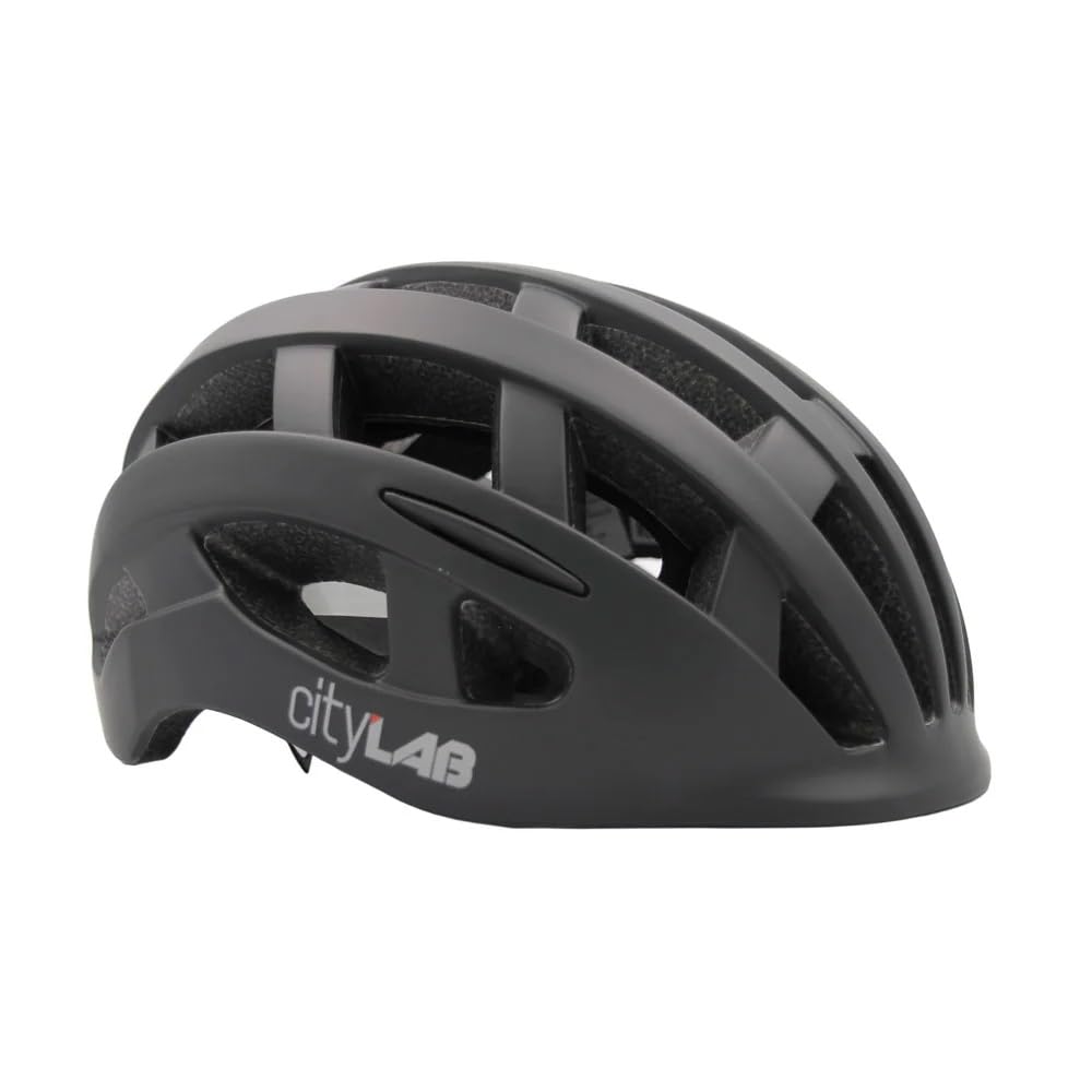 Casco City Lab Negro. Casco de Bicicleta Hombre y Mujer. Casco de Bicicleta Adultos 55-58 cm con luz LED. Casco de Bicicleta de policarbonato homologado, Ajustable, Transpirable, ergonómico.