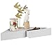 BAKAJI Mensola con Doppio Cassetto Sospeso a Scomparsa ad Angolo da Parete Muro Scaffale Angolare in Legno MDF Design Moderno Scandinavo Dimensione 60 x 43 x 8 cm Decorazione Arredo Casa (Bianco)
