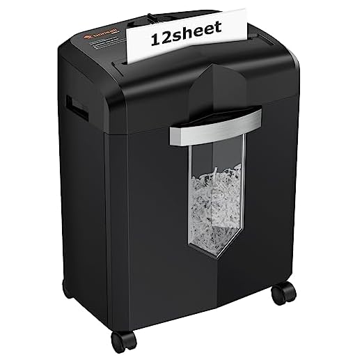 Bonsaii Paper Shredder, 12-Sheet Cross-Cut Shredder for Home Office Use, 30-Minutes Heavy Duty Shredder with 4.2 Gal Pullout Bin & 4 Casters for Credit Card/CD Jam-Proof Shredding Machine (C266-A)