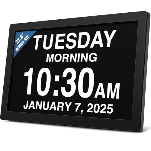 Image of American Lifetime New 2026 Dementia Clock Large Digital Clock for Seniors, Digital Calendar Large Display, Custom Alarms, Clock with Day & Date for Elderly 21.5 Inches Black