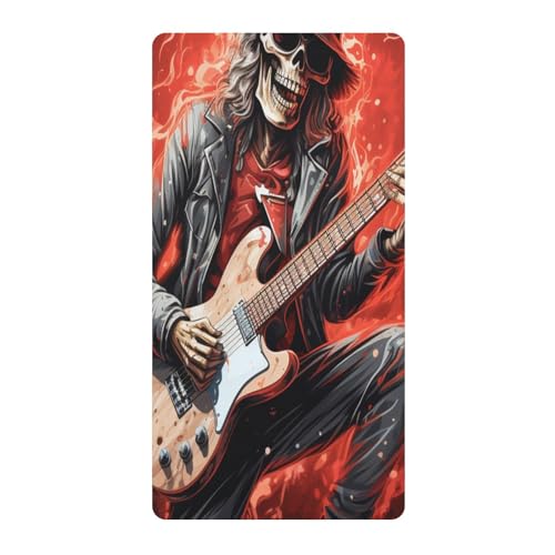Arte De La Guitarra CráNeo Rojo Sábana de Cuna para Niños Pequeños,Sábanas de Algodón Suave para Bebés Aptas para Colchón Corralito