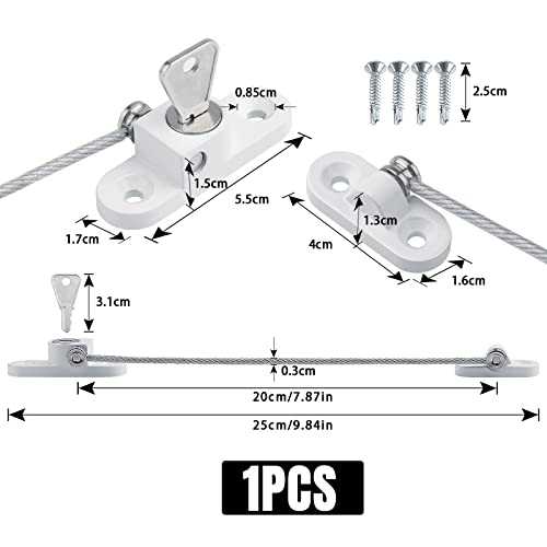 Window Locks Child Safety for UPVC Windows 1Pcs Window Restrictor with Keys and Screws upvc Window Locking Mechanism for Protection Anti Burglary -20cm in Length to 100mm Opening (White) - Image 4