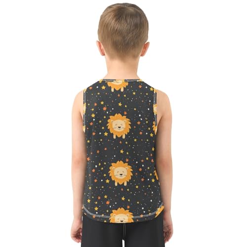 Boys Tank Top Shirts Cartoon Lion Stars Sleeveless T-Shirts Crew Neck for Kids Clothing Children3