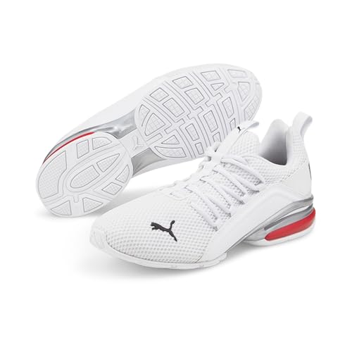 Image of PUMA Men's Axelion Ls Running Shoes, Puma White High Risk Red, 7.5