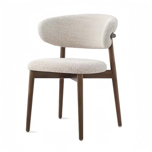 Silla de comedor de madera con respaldo curvado, cojín de lino, marco de acero al carbono, asiento de cocina tapizado para sala de estar, dormitorio y restaurante