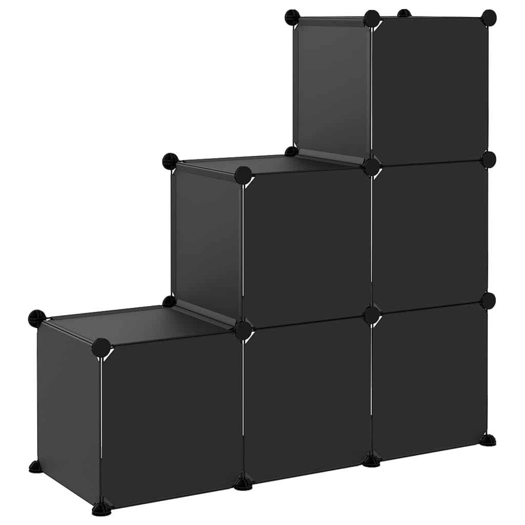 Estantería modular de 6 cubos de plástico PP con marco de acero, impermeable y ahorra espacio para oficina, apartamento y habitación de estudiantes, fácil de montar con mazo de madera