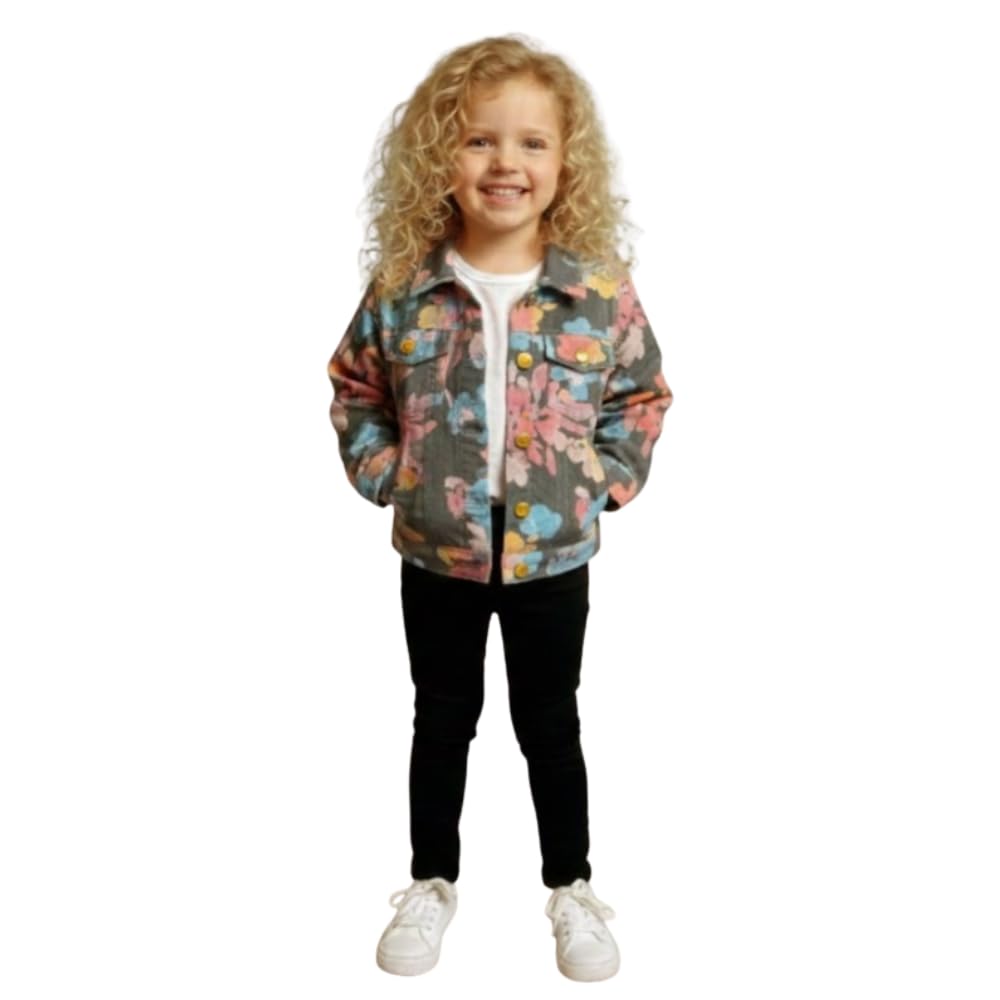Trendy Girls Denim Jacket | Casual Outerwear with Full Button Front, Smart Collar & Pockets | Stylish Casual Kids Jacket for Everyday, Travel, Party & Daily Style