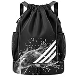 Mochila Esportiva Impermeável para Academia, Bolsa Grande com Compartimento para Tênis e Itens Molhados - Futebol e Treino – Preto