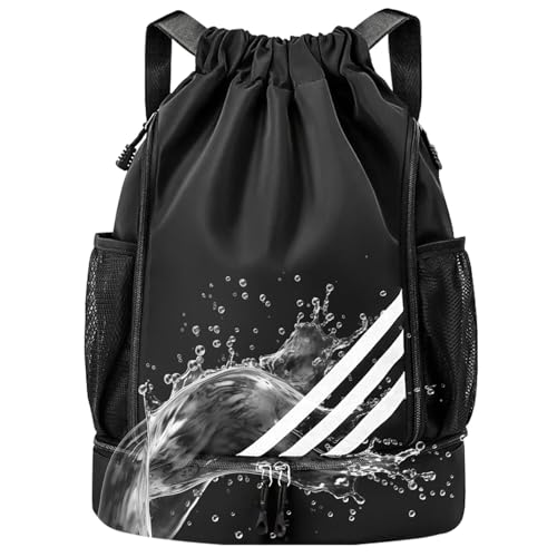 Mochila Esportiva Impermeável para Academia, Bolsa Grande com Compartimento para Tênis e Itens Molhados - Futebol e Treino – Preto