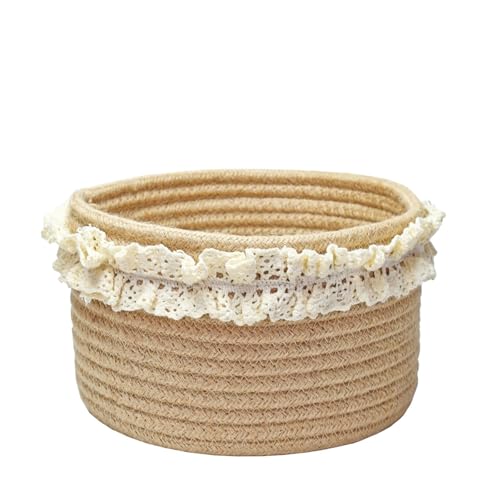 Dermalyx Traumkorb pour Cadeaux Jolis Petits paniers Ronds pour bébé Mariage Anniversaire Mini Déco Paniers en Jute et Corde pour la décoration de la Maison Marron 20 x 2
