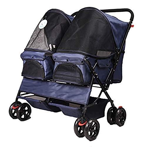 Jlxl Foldable Pet Buggy, Side Side Pet Stroller, More Than One Dog, Cat Four-Wheeled Double Pet Stroller, Buggy