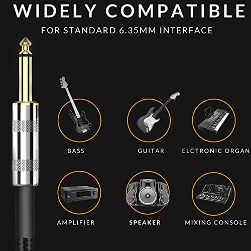 Solutek 2 Pack Guitar Cable 10 Ft, Strain Relief Instrument Cable, Gold-Plated Electric Bass,Amp Cord In Braided Jacket (1/4 Quarter Inch Ts Straight),Durable Noiseless Clear Tone Guitar Cord. #TOP3