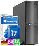 Office PC mit Intel i7 | 4.0GHz | 32 GB RAM | 1000 GB SSD | DVD±RW | Smart ID Card Reader 5-in-1 | MS Office 2021 | USB3 | Windows 11 Pro | Multimedia Computer mit 3 Jahren Garantie!