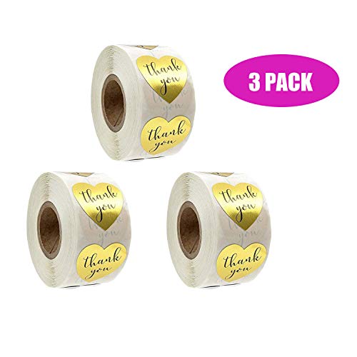 Coocnh - 500 pegatinas de papel kraft con etiquetas redondas de lámina dorada para tienda pequeña, hechas a mano Dorado