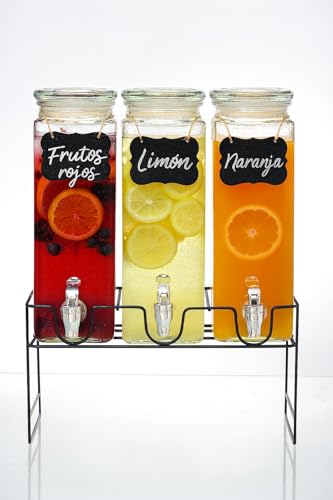 Catálogo de Vitrolero disponible en línea para comprar. 50 VITTORI, Dispensador de Bebidas Vintage, Dispensador Vitrolero de Agua, Vitolero de Vidrio con Etiqueta Negra y Tapa, 7L Con base