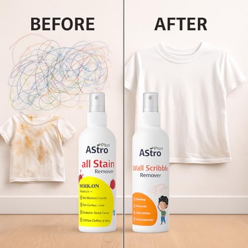 Image of Astro Plus+ 100ml Cloth Stain Remover and 100ml Wall Scribble Remover Spray | Multi-Surface Use Suitable for All Fabrics | Toxin-free Easy to Carry | Eco-friendl Clean All Color | Easy Spray & Wipe