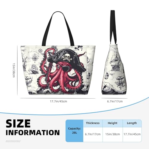 THE PIRATE KING Beach Tote Pool Bag for Women Waterproof and Sand-proof Large Capacity with Zippers for Travel Vacation Gym3