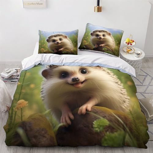Housse de couette hérisson 220x240 cm avec taies d'oreiller en microfibre