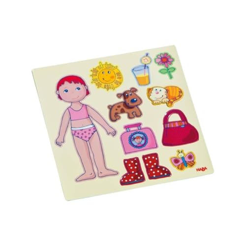 HABA Magnetspiel-Box Anziehpuppe Lilli Magnetpuzzle für Kinder ab 3 Jahren Mit 54 Teilen & 4 Szenen Magnetisches Anziehspiel in praktischer Metallbox 1007392001