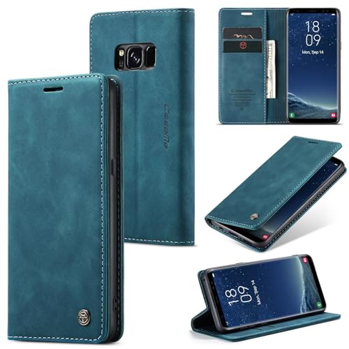 Sojlecyu Cover per Samsung Galaxy S8 Plus Custodia, a Libro Portafoglio in Premium Pelle PU Porta Carte Flip Case Supporto Protezione Case Cover per Samsung Galaxy S8 Plus, Blu verde