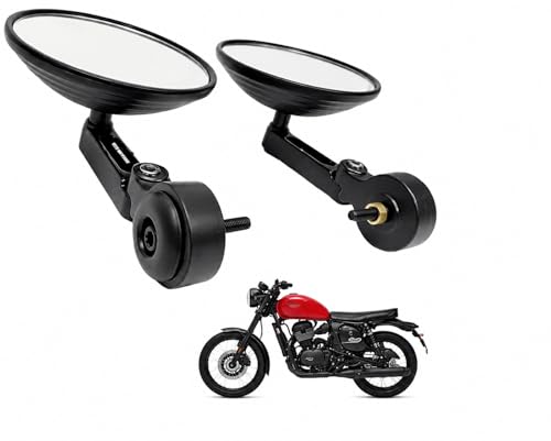 Image of Premium Handle Bar End Mirror compatibility for Jawa 42, Bobber, Classic, Yezdi Roadster, Scrambler, New Reborn Classic, Left and Right Side, Pair