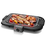 Aigostar Tasty - Gril sans Fumée, Barbecue Electrique d’intérieur. 2000W, Thermostat, Taille Compacte. Utilisation Avec de l'eau: Evite Taches et Fumée. Entièrement Démontable.