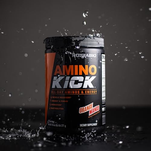 NutraBio Amino Kick - BCAA\'s, Electrolytes for Hydration, Natural Caffeine- 30 Servings- (Orange Mango) - Thumbnail 4
