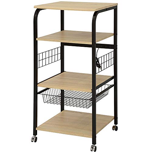 ワイエムワールド レンジ台 コンセント付き 4段 クロノス オーク 00-hn-5612