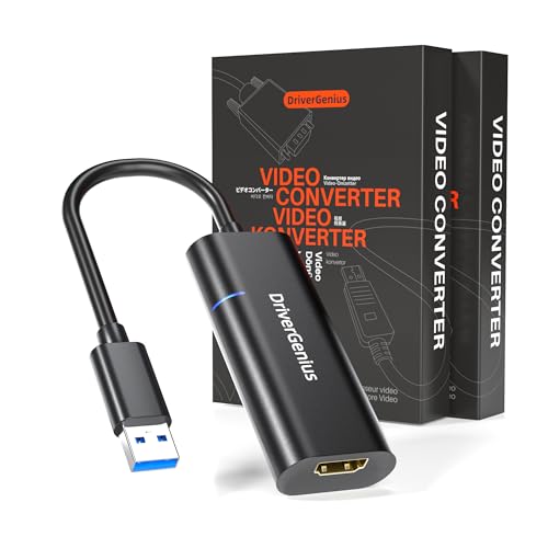 DriverGenius ViewX Adaptador USB 3.0 a HDMI, Tarjeta Gráfica Externa Alimentada por USB, Convertidor de Video/Audio 1080p para Oficina y Análisis de Datos,Windows 11 y macOS 15【2 Piezas/Paquete】