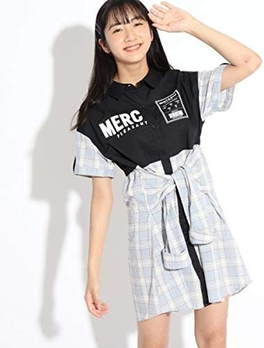 Amazon ピンク ラテ ミニワンピース 無地 チェック切り替えシャツワンピース キッズ サックス 290 16 160cm ワンピース チュニック 通販