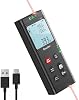 Bauihr 393ft Herramienta de Medición Láser Dual de Aluminio Medidor de Distancia Recargable | Medidor Láser Bilateral de 120m con Pantalla LCD Retroiluminada, Ángulo Digital, Cambio de Unidad M/in/Ft 2