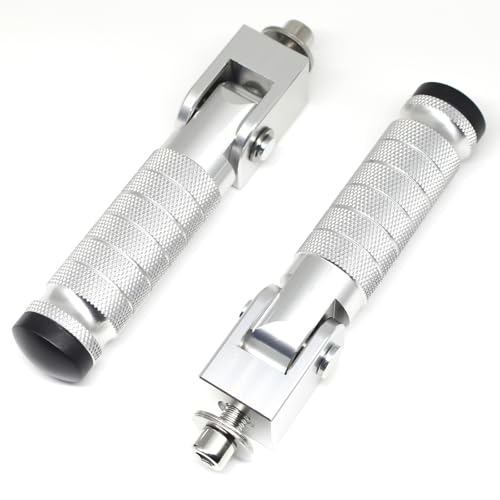 Image of Silver Motorcycle Bicycle Folding Foot Pegs 90 Degree Foldable Electric Motorbike Ebike For Super73 S2 /ZX /RX /R /S Passenger Footrests Rearsets Rear Set Footpegs foot Rest Pedals M8 Install Bolts