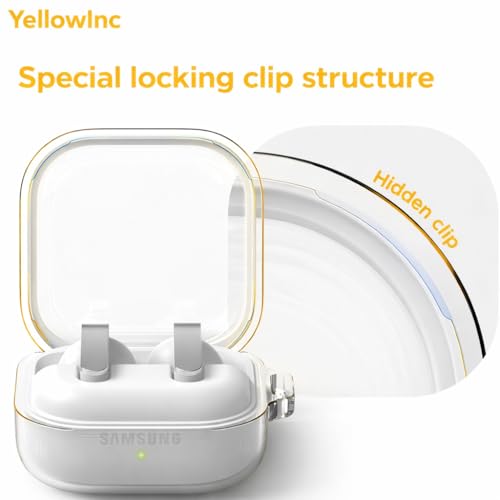 Image of German Bayer Clear TPU Case Cover for Samsung Galaxy Buds 4 and 4 Pro with Carabiner, Lifetime Anti-Yellow, Wireless Charging Compatible (Transparent, TPU)