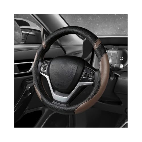 Image of Car Steering Wheel Cover, 15 Inch Premium Leather Breathable Non-Slip Wheels Wrap, Universal Auto Comfortable Steering Wheel Protector for SUV Truck Van, Car Accessories (Coffee)