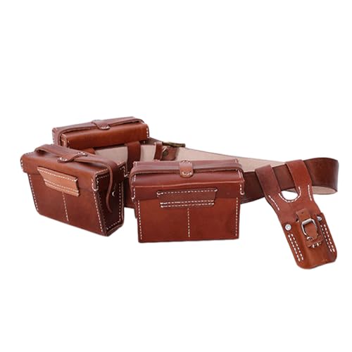 CDJBHW WW2 Japanese 38 Belt Pouch Set Vintage Brown Leather 30 Belt Bayonet Frog Replica WWII JP Field Gear IJA