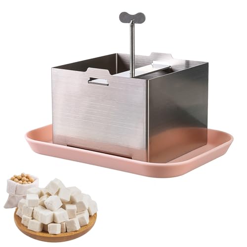 BAKENLON Prensa de tofu para hacer tofu, acero inoxidable, con gasa y bandeja de goteo, kit de molde para tofu casero, queso (16 x 12 x 9 cm)