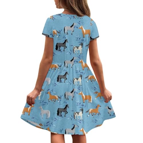 Image of Short Sleeve Dress for Girls with Pockets Cute Toddler Girl Clothes Summer 2-12