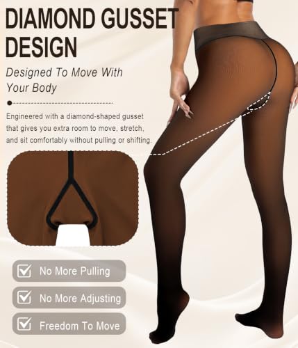 Image of MERYLURE Fleece Lined Tights Women Fake Translucent Warm Pantyhose