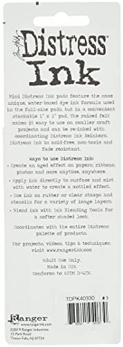 Ranger Tholtz Ink Pad Set 3 Tim Holtz Distress Mini Inkset, Four 1X1 Inch, Antique Linen, Vintage Photo, Walnut Stain, And Black Soot, 4 Count #TOP1