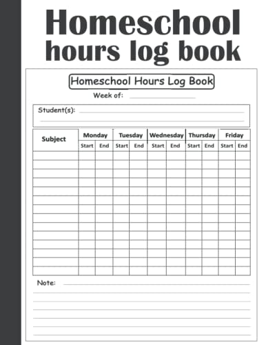 Homeschool hours log book: A 2-Year daily record keeping journal to keep track of the time spent for each Subject, Day of the Week for teachers and ... gift ideas or present for homeschool mom