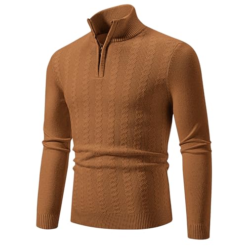 Muscularfit Zip Up Turtleneck Sweaters for Men 2024 Ribbed Knit Long Sleeve High Neck Knitted Pullover Sweaters Fall Knitwear