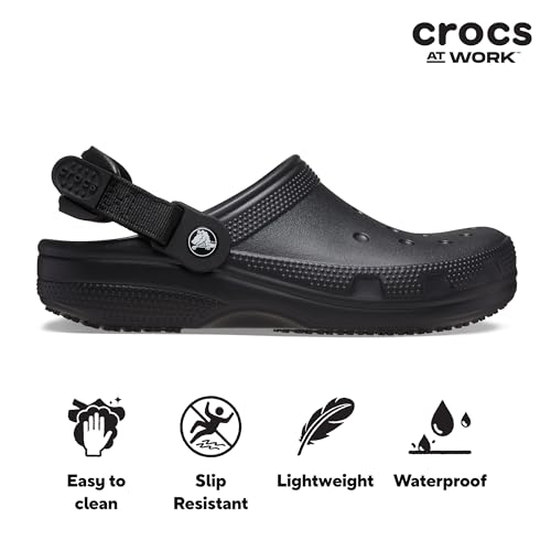 crocs unisex-adult classic work clogs adjustable slip resistant work shoes with hole-free construction