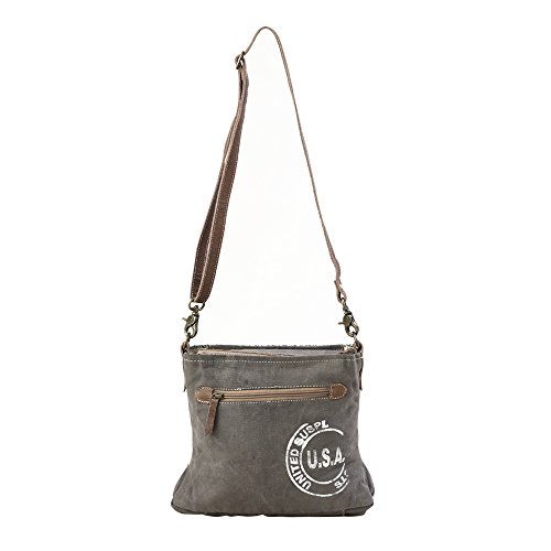 Myra Bag Green Floral Upcycled Canvas Shoulder Bag S-11963