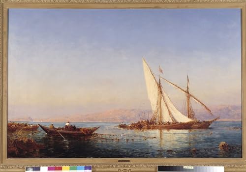 Impression Prints Toile Pêche à Marseille Peinture Félix Ziem 60x90cm