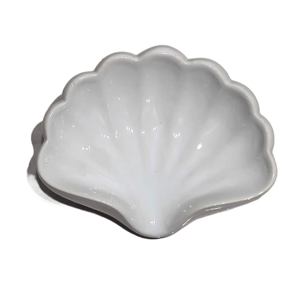 Bathroom Ceramics Soap Dishes Shell Box Toilet Shelf Household Soaps Drain Rack(1Pcs White)