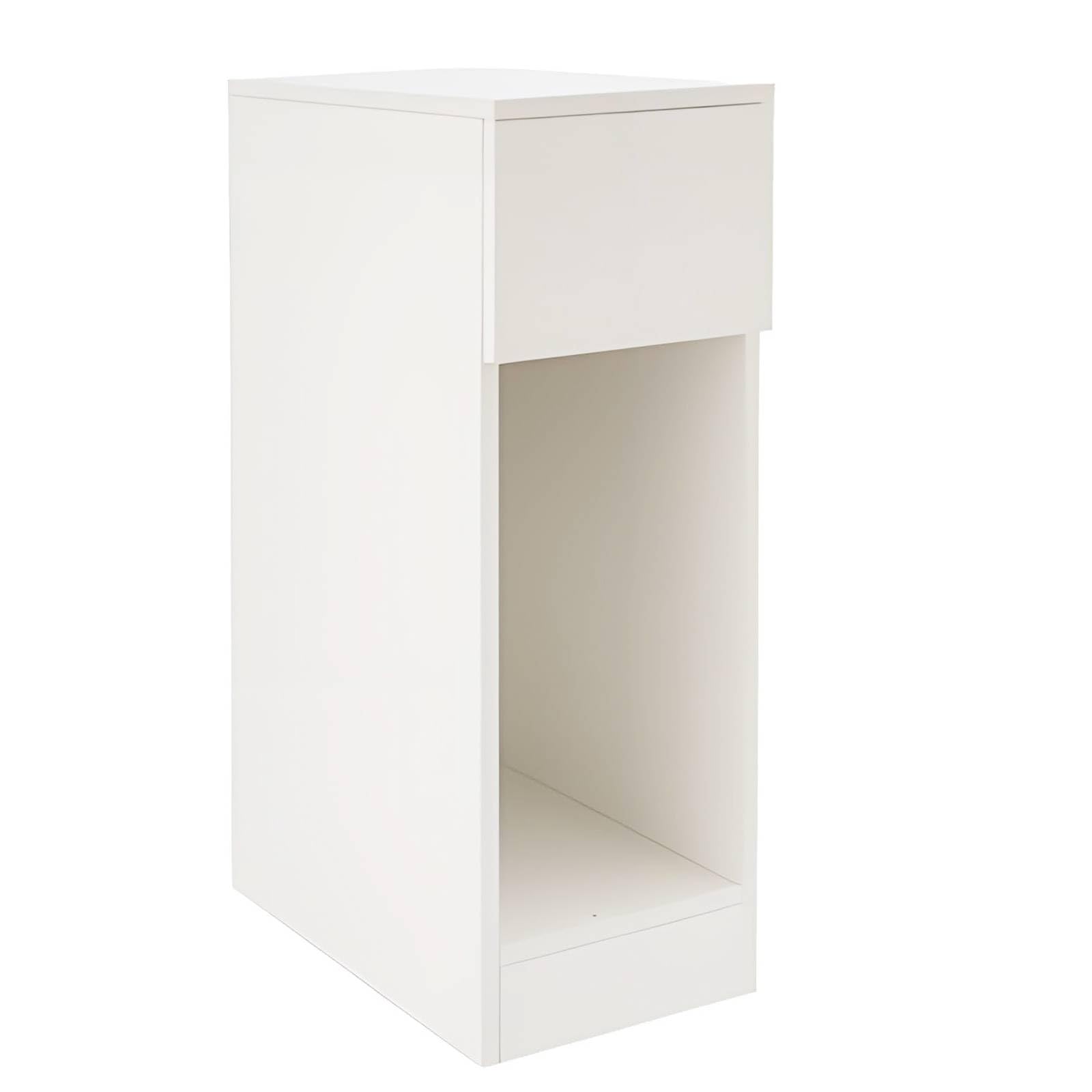 EVERGOODS 20cm Slim Bedside Table, White Narrow Nightstand with Drawer & Shelf, Modern Small Side Table Wooden Storage Cabinet for Bedroom, Living Room, Small Spaces (1 PCS)