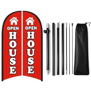 Open House Flag for Businesses, 9.18FT Double-Sided Open House Signs for Real Estate with Pole Kit & Ground Stake