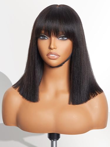 LUVME HAIR 14 Inch Light Yaki Straight Bob Wig