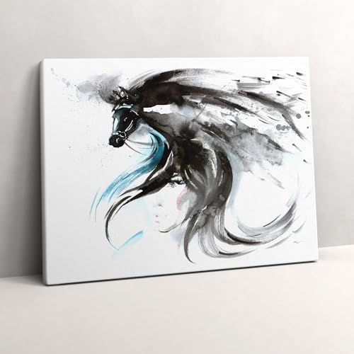 Toile cheval abstrait 80x60cm pour sublimer le mur de votre séjour